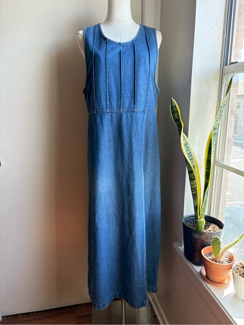 vintage 90s premier denim sleeveless maxi dress